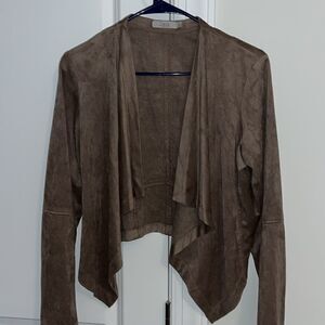 Brown OS One Size Women’s Ladies Faux Suede Cape Shawl M USA